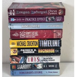 Sci-Fi Fantasy Book Lot 10 PB‎ Michael Crichton Timeline Dragon Reforged Lot 2